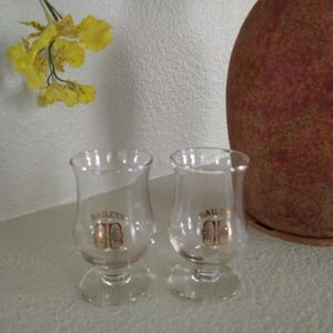 Pair of Baileys Liqueur Glasses Gold Detail